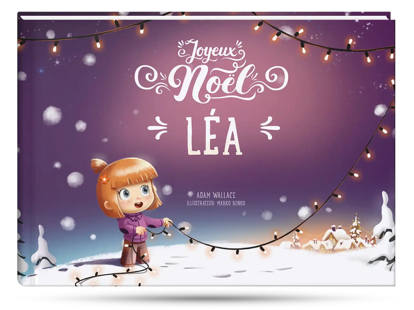 Couverture du livre de Noël pour une petite fille à personnaliser.